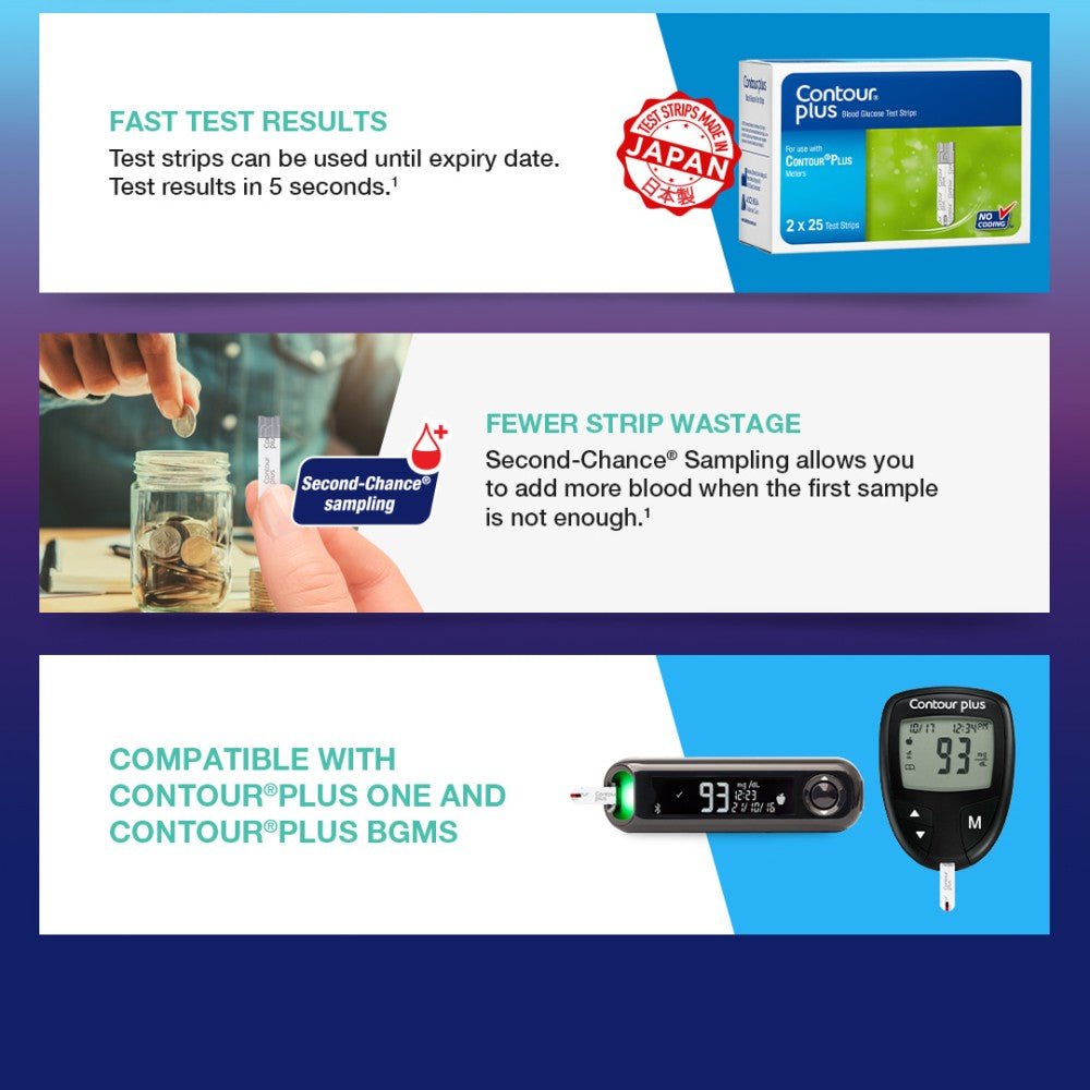 Contour Plus Blood Glucose Test Strips (25) - Ascensia