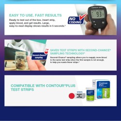 Contour Plus Blood Glucose Monitoring System with 25 Contour Plus Blood Glucose Test Strips Free
